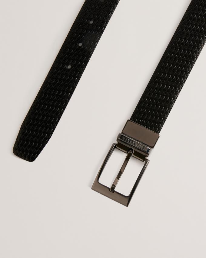 Ceinture Ted Baker Woven Texture Leather Noir Homme | NOK-97613755